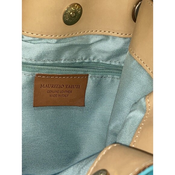 Turquoise leather Maurizio Taiuti bucket handbag Gold hardware - Picture 6 of 16